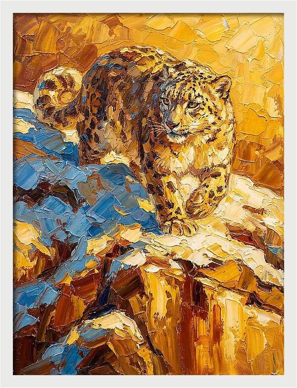 Snow Leopard On Rocky Terrain