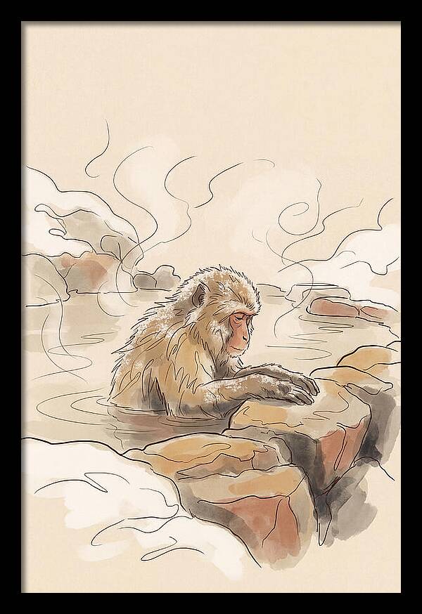 Snow Monkey Soaking In Hot Spring
