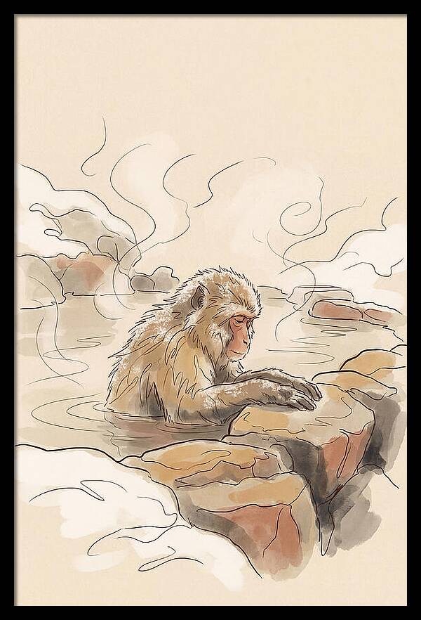 Snow Monkey Soaking In Hot Spring