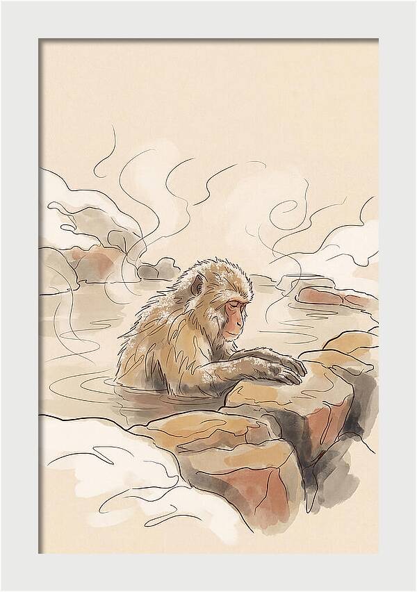 Snow Monkey Soaking In Hot Spring