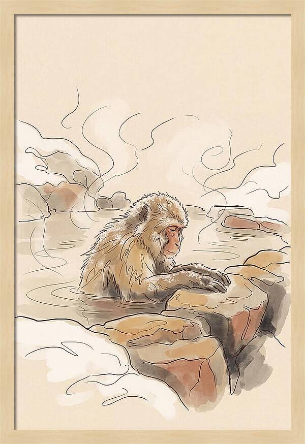 Snow Monkey Soaking In Hot Spring