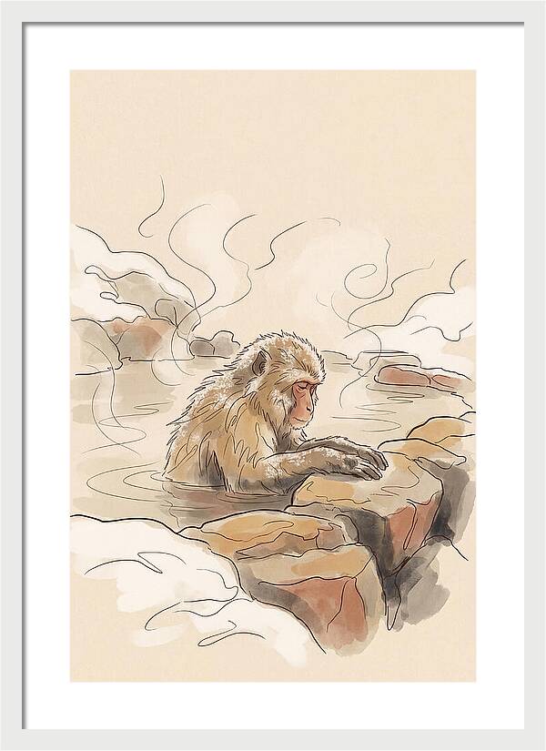 Snow Monkey Soaking In Hot Spring