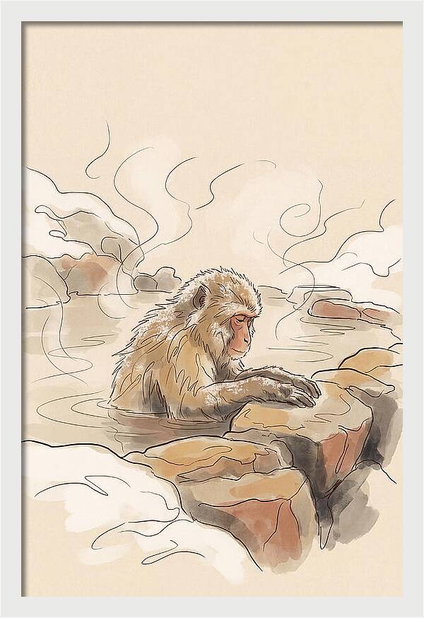 Snow Monkey Soaking In Hot Spring