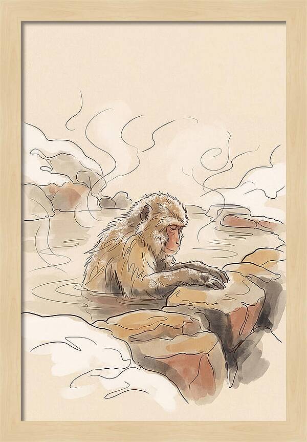Snow Monkey Soaking In Hot Spring
