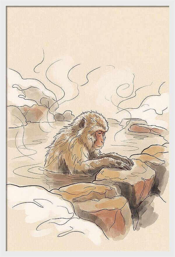 Snow Monkey Soaking In Hot Spring