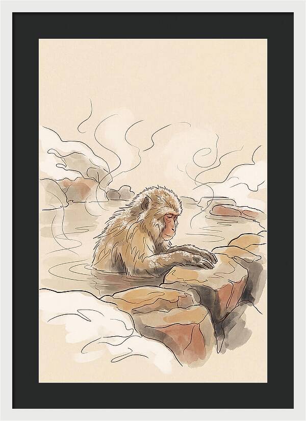 Snow Monkey Soaking In Hot Spring
