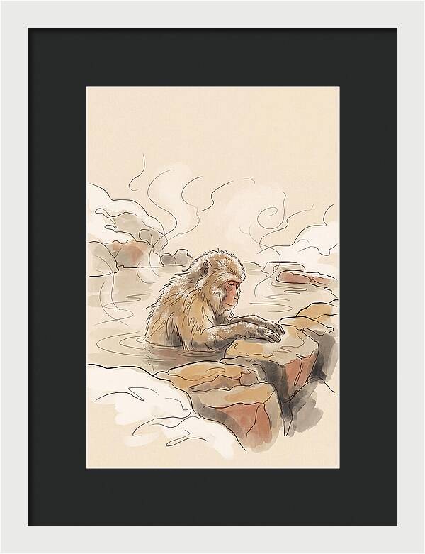 Snow Monkey Soaking In Hot Spring