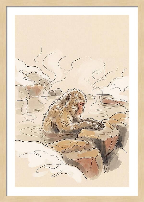 Snow Monkey Soaking In Hot Spring
