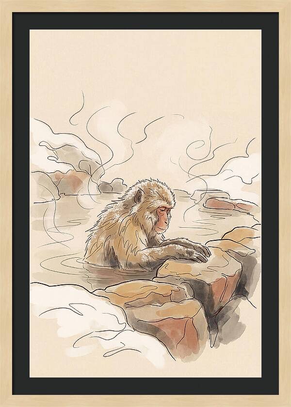 Snow Monkey Soaking In Hot Spring