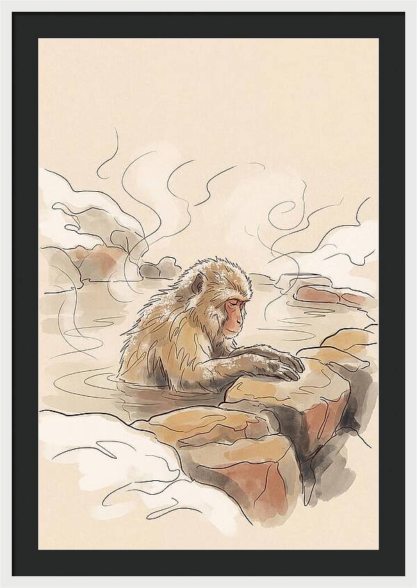 Snow Monkey Soaking In Hot Spring