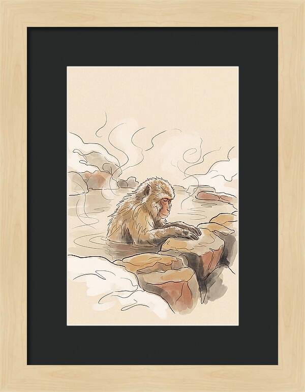 Snow Monkey Soaking In Hot Spring