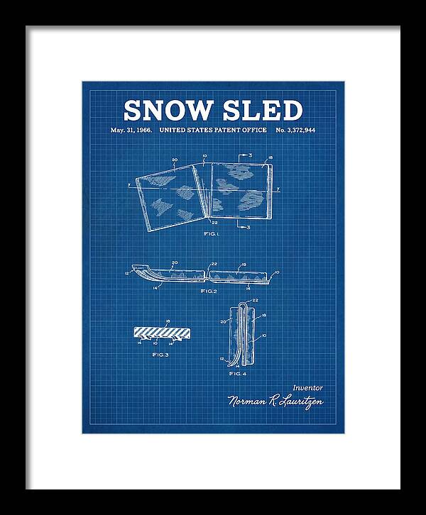 Snow Sled Blueprint Patent Us3372944a