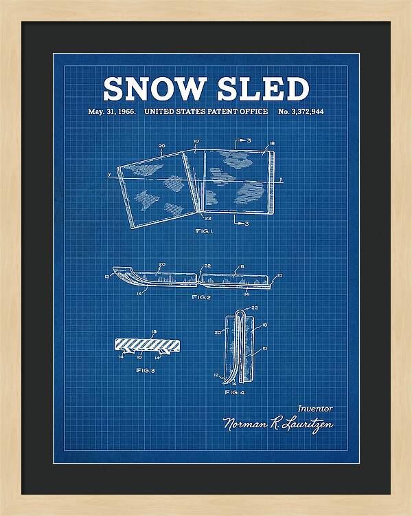 Snow Sled Blueprint Patent Us3372944a