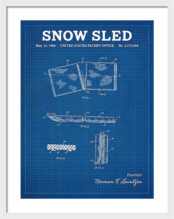 Snow Sled Blueprint Patent Us3372944a