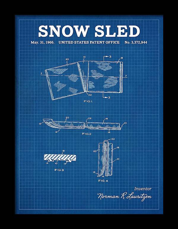 Snow Sled Blueprint Patent Us3372944a
