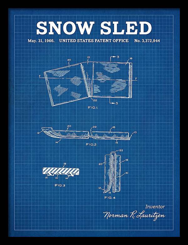 Snow Sled Blueprint Patent Us3372944a