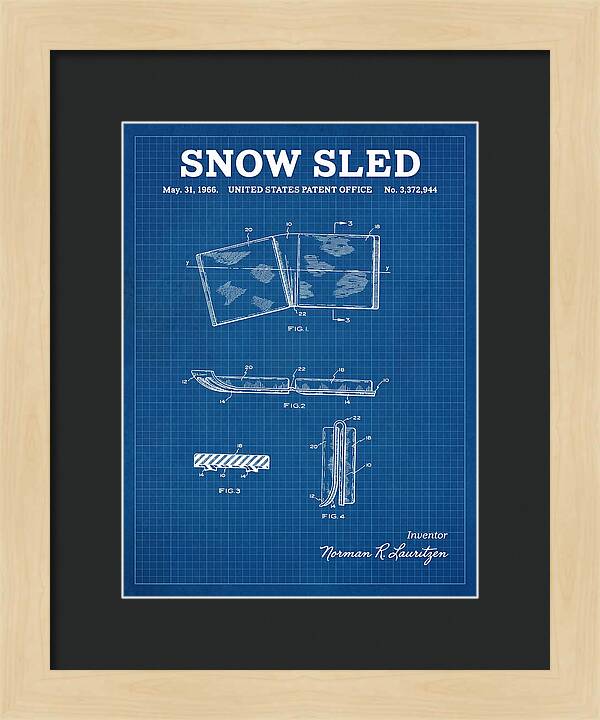 Snow Sled Blueprint Patent Us3372944a