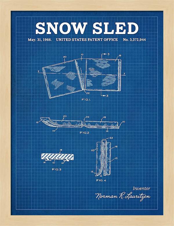 Snow Sled Blueprint Patent Us3372944a