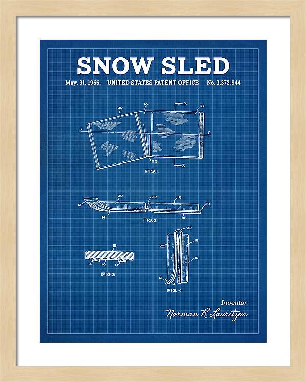 Snow Sled Blueprint Patent Us3372944a