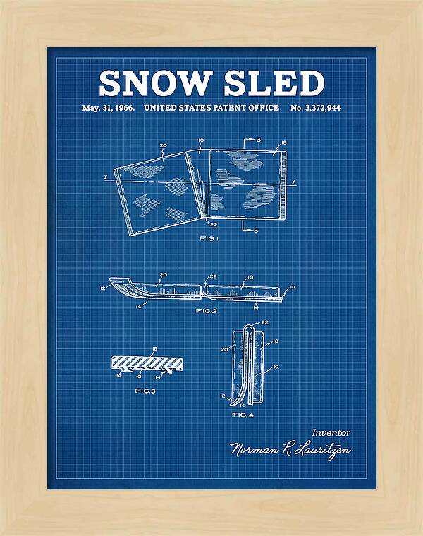 Snow Sled Blueprint Patent Us3372944a