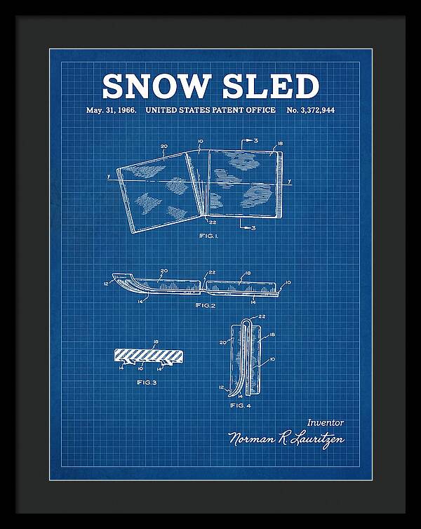 Snow Sled Blueprint Patent Us3372944a