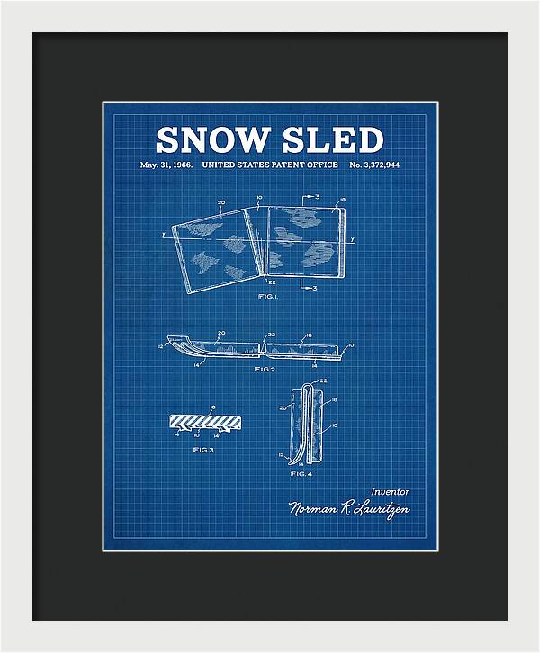 Snow Sled Blueprint Patent Us3372944a