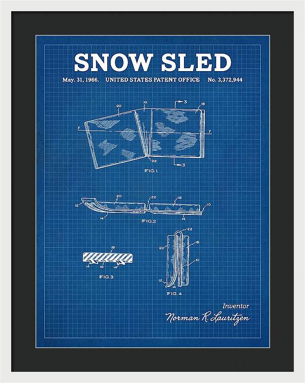 Snow Sled Blueprint Patent Us3372944a