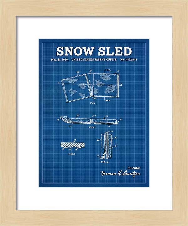 Snow Sled Blueprint Patent Us3372944a