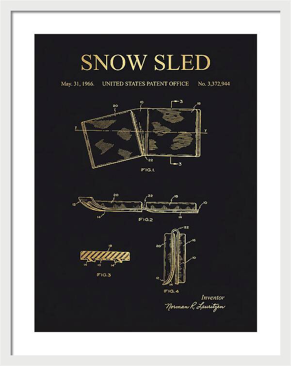 Snow Sled Gold Patent Us3372944a