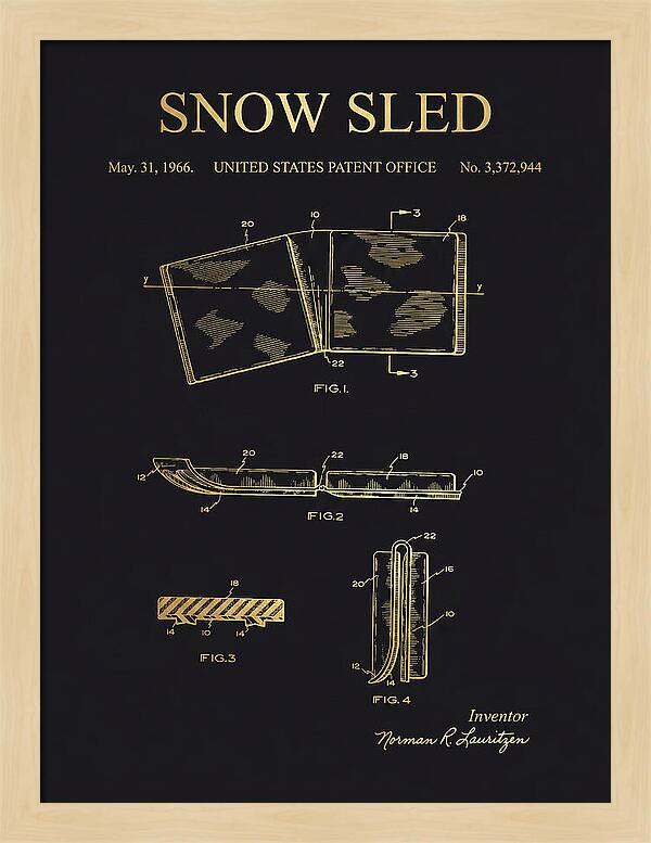 Snow Sled Gold Patent Us3372944a
