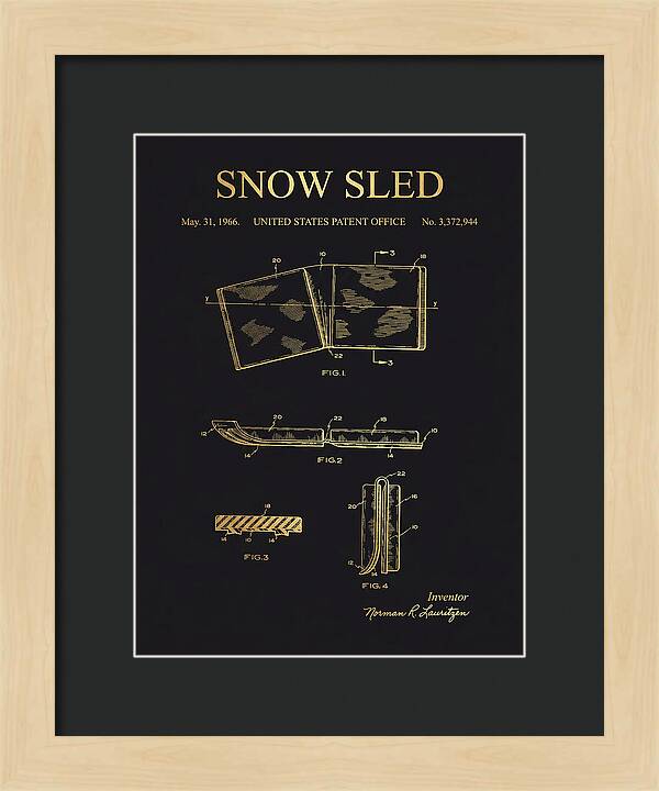 Snow Sled Gold Patent Us3372944a