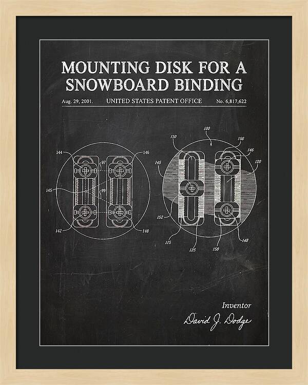 Snowboard Binding Mounting Disk Chalkboard Patent Us6817622b2