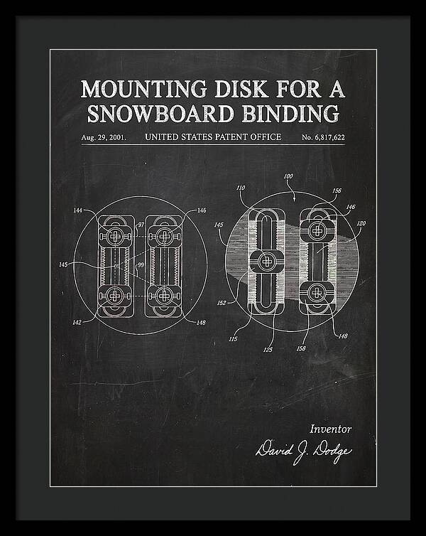 Snowboard Binding Mounting Disk Chalkboard Patent Us6817622b2