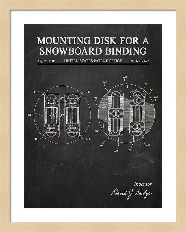 Snowboard Binding Mounting Disk Chalkboard Patent Us6817622b2