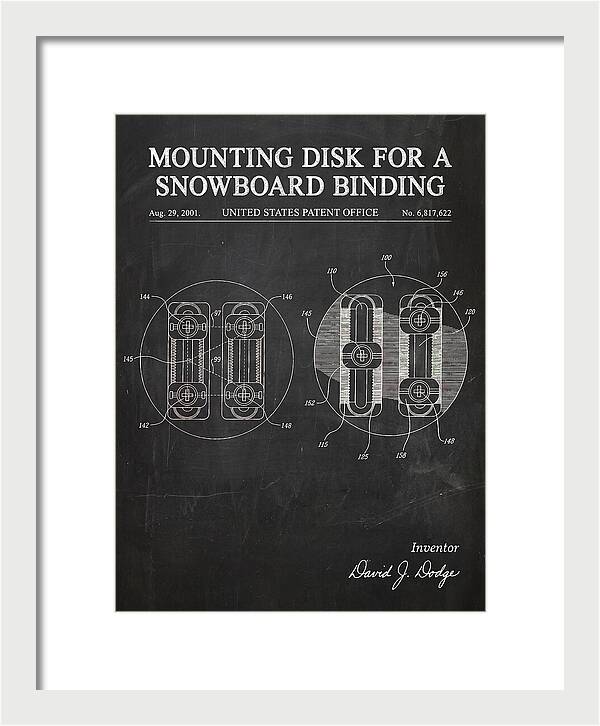 Snowboard Binding Mounting Disk Chalkboard Patent Us6817622b2