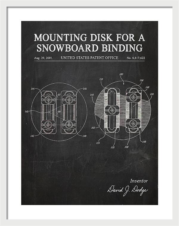 Snowboard Binding Mounting Disk Chalkboard Patent Us6817622b2