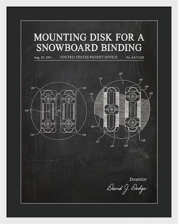 Snowboard Binding Mounting Disk Chalkboard Patent Us6817622b2