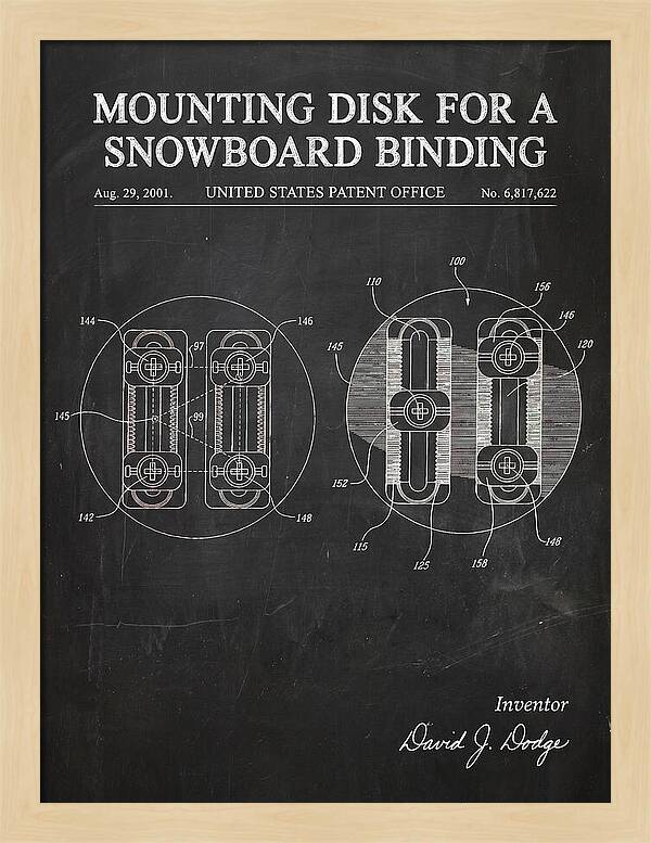 Snowboard Binding Mounting Disk Chalkboard Patent Us6817622b2