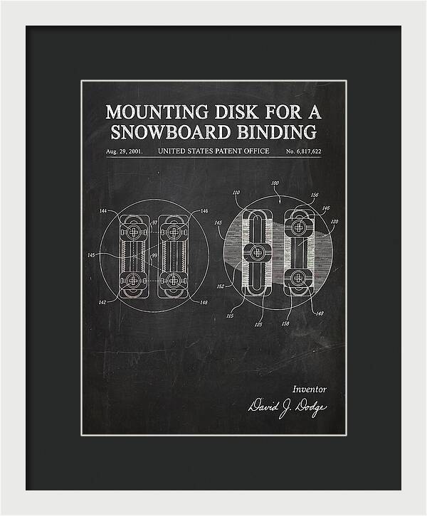 Snowboard Binding Mounting Disk Chalkboard Patent Us6817622b2