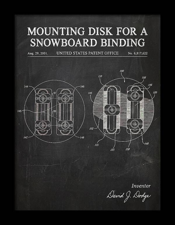 Snowboard Binding Mounting Disk Chalkboard Patent Us6817622b2