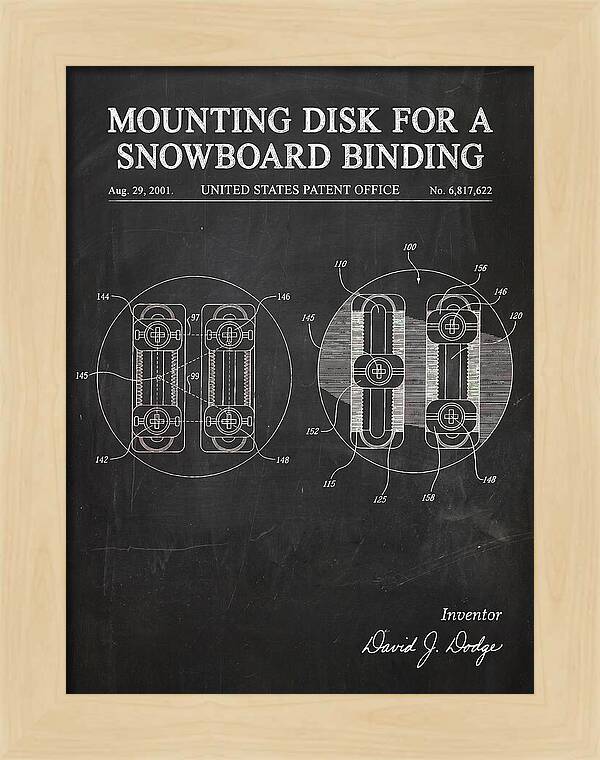 Snowboard Binding Mounting Disk Chalkboard Patent Us6817622b2