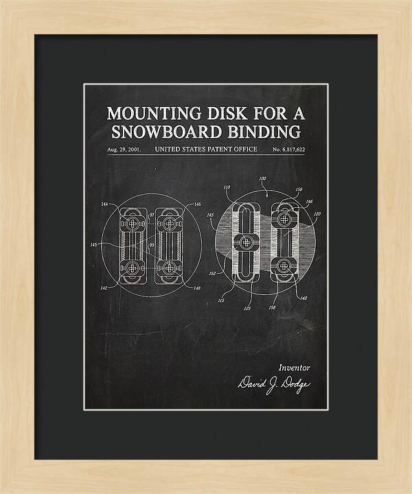Snowboard Binding Mounting Disk Chalkboard Patent Us6817622b2