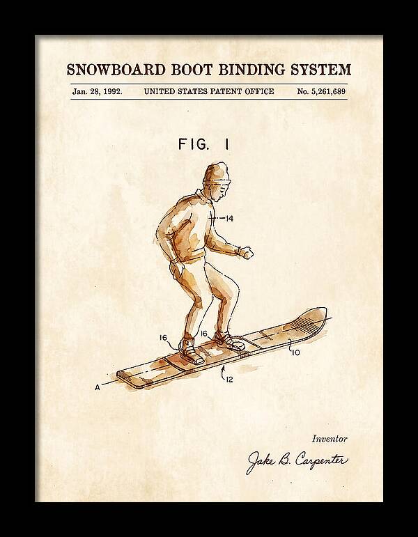 Snowboard Boot Binding System Burton Watercolor Patent Us5261689a