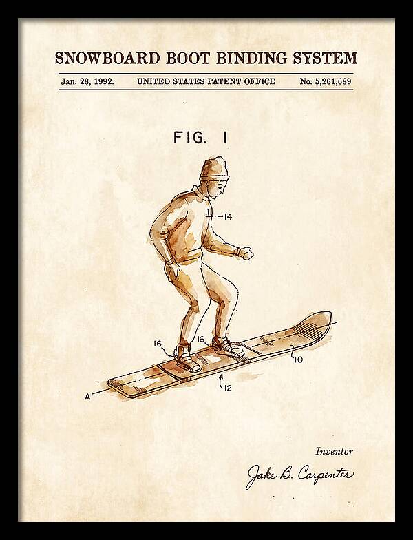 Snowboard Boot Binding System Burton Watercolor Patent Us5261689a