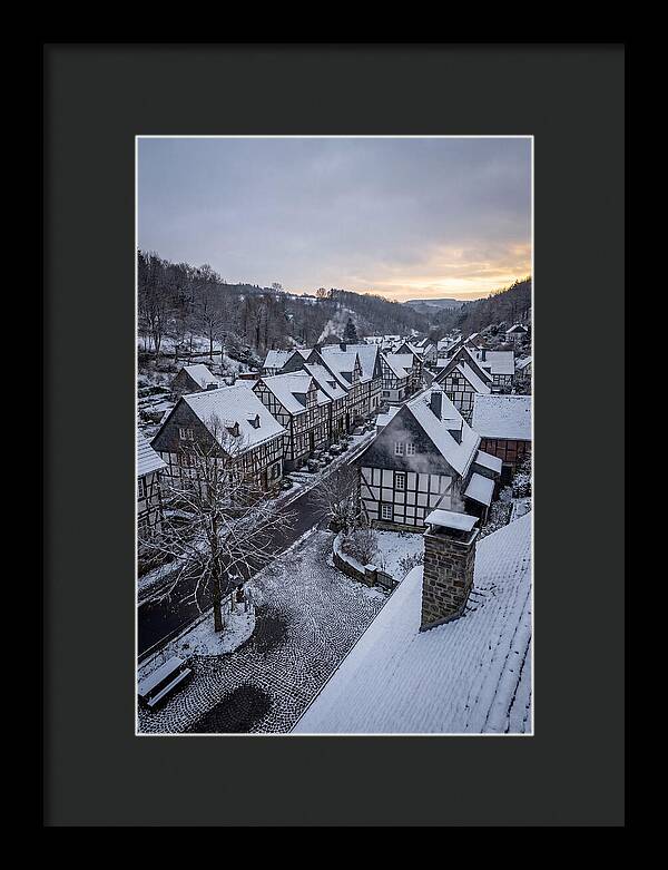 Snowcovered Village At Dusk