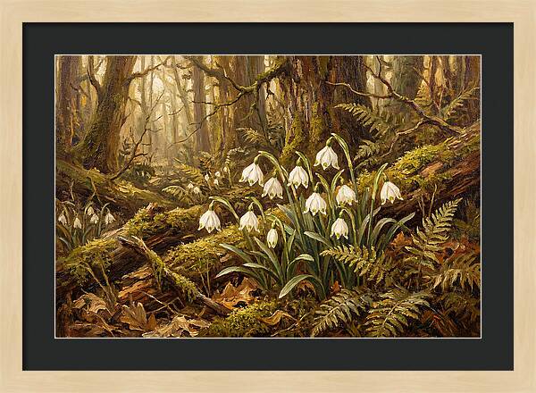 Snowflake Leucojum Bells In Shady Woodland