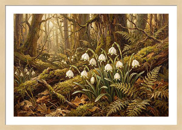 Snowflake Leucojum Bells In Shady Woodland