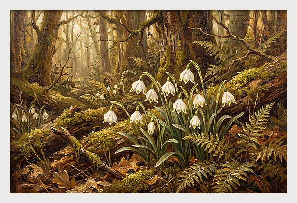Snowflake Leucojum Bells In Shady Woodland