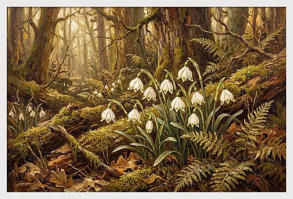 Snowflake Leucojum Bells In Shady Woodland