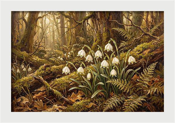 Snowflake Leucojum Bells In Shady Woodland